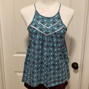HOLLISTER Teal with Geometric Pattern Racerback Tank